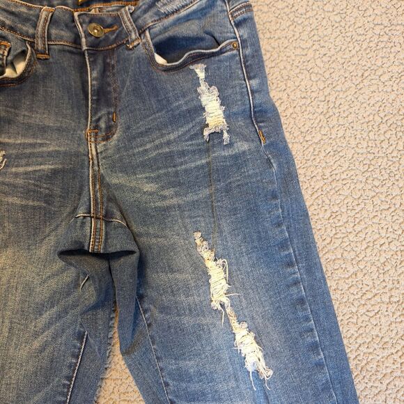 L&B LUCKY & BLESSED Jeans Boyfriend Stretch Denim‎ Blue Pants Distressed Size 2 - Picture 5 of 10